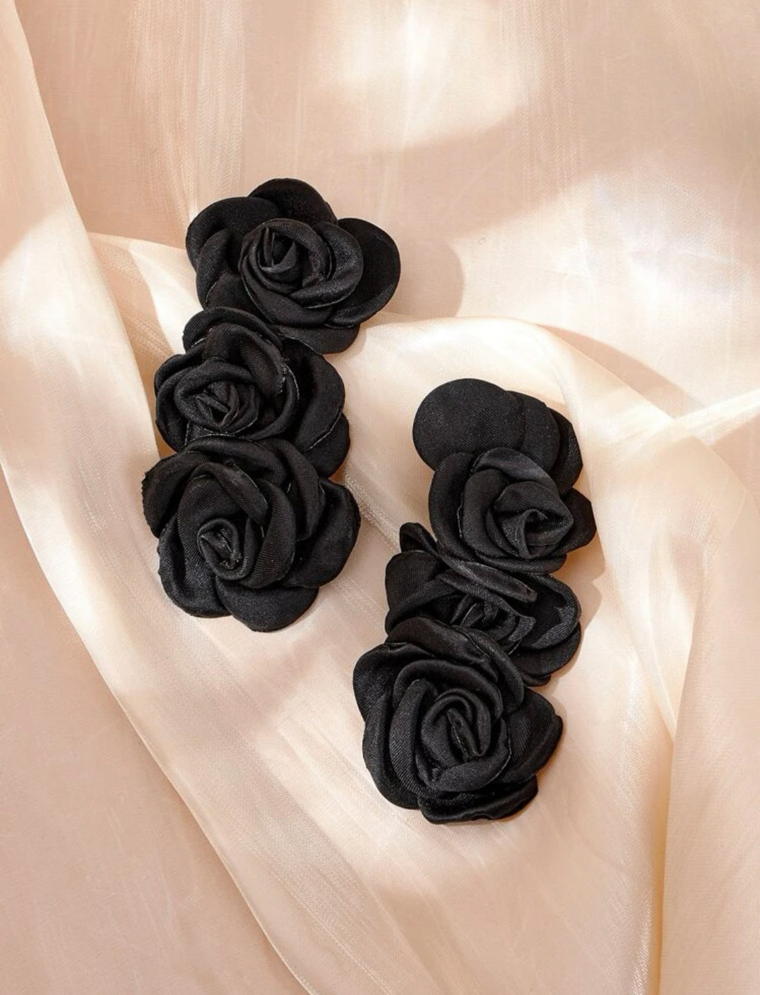 Black Floral Drop Earring