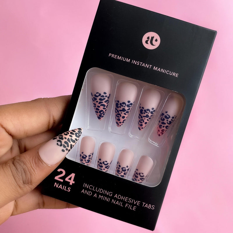 Matte Leopard Tip Press on Nails in Lagos, Nigeria - All Things Chic