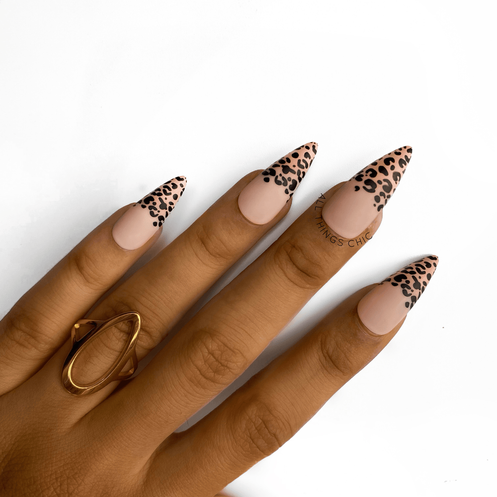 Matte Leopard Tip Press on Nails in Lagos, Nigeria - All Things Chic