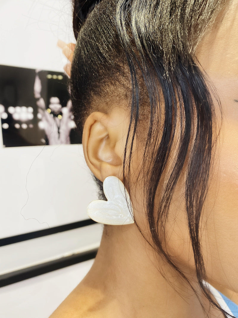 White heart drop earring in Lagos, Nigeria - All Things Chic