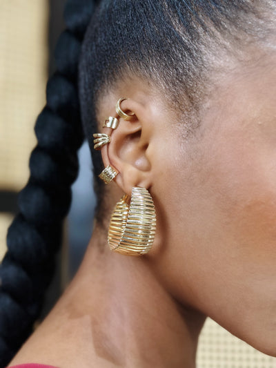 Gold Textured Hoop Earring